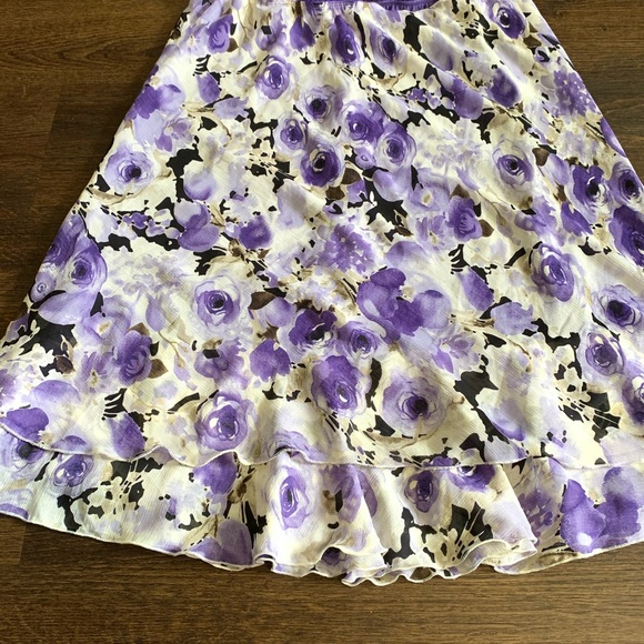 Notation Purple A-line Flowered Chiffon Skirt - Picture 6 of 7